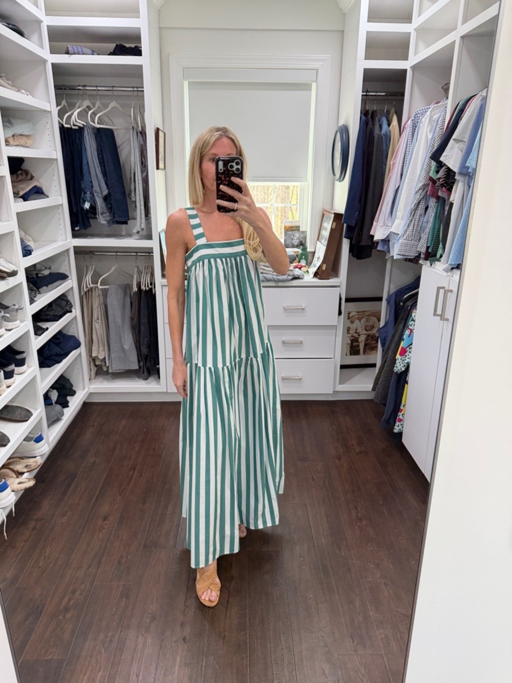 Hunter Bell Green & White Vertical Stripe Maxi Sundress S